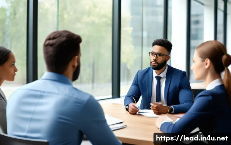 리더십 코치가 되는 방법 - A professional leadership coach attentively listening to a diverse group of business professionals i...