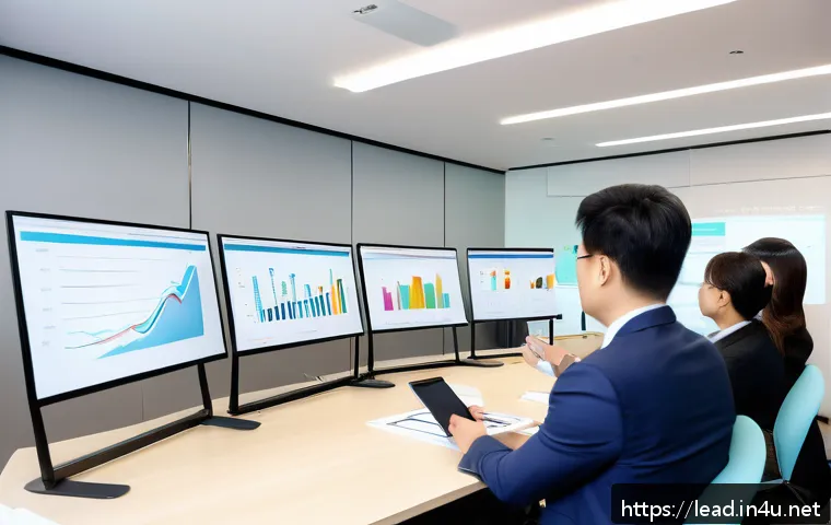 리더십 코칭 사례 연구 - A modern corporate leadership coaching session in progress, showing a diverse group of mid-level man...